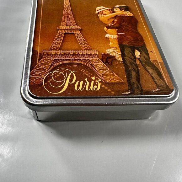 Eiffel Tower Paris Tin Delaunay Levielle Couple Biscuit Tin Vintage - Picture 2 of 11